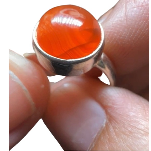 Orange Agate Ring—Visible Banding! 3ct-10mm stone! Very unusual and awesome! - Picture 3 of 11